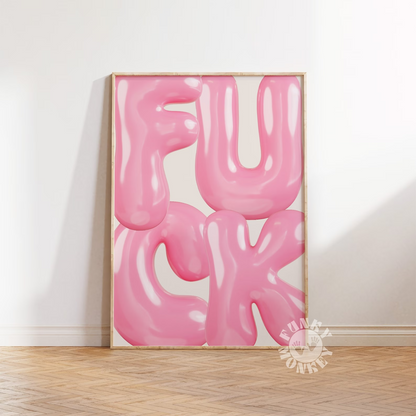 "FUCK" Pink Bubble Letters